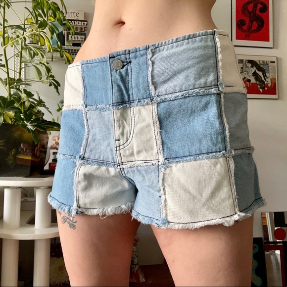 Urban Outfitters PATCHWORK DENIM MINI SHORTS - Picture 3 of 3
